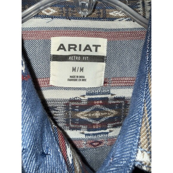 Ariat Aztec Western Pearl Snap Hector Retro Fit Long Sleeve Shirt Medium M Men's - Picture 6 of 7
